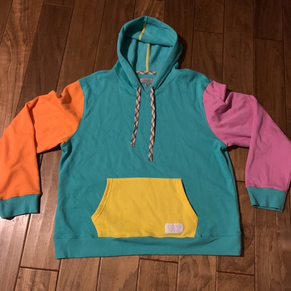 Urban Outfitters Other - 🛼 NEW! Retro Inspired Vivid Colorblock Hoodie Woven Drawstring Fleece Inside XL